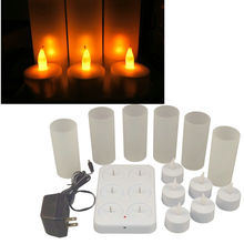 Набор из 6 матовых перезаряжаемых беспламенных светодиодных чайных свечей с Беспламенной лампой для рождественской свадебной вечеринки 110В/220В на выбор-янтарный 2024 - купить недорого