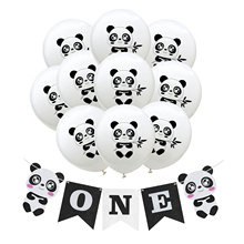 ZLJQ-silla negra de primer cumpleaños para bebé, pancarta de Panda de un año, decoración de fiesta de cumpleaños para niño y niña, globos para Baby Shower, suministros 7 2024 - compra barato