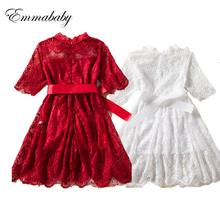 Emmababy-vestido de encaje de manga larga para niña, traje de dama de honor para fiesta de desfile de princesa, 2-7T, 2019 2024 - compra barato
