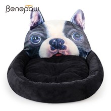 Benepaw 3D с французским бульдогом, диван-кровать с рисунком собачки и горячая Распродажа моющиеся плюшевый спальный дом собаки; Удобная детская обувь с мягкой кровать для питомца щенка подушки 2019 2024 - купить недорого