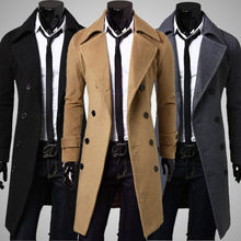 Модное мужское пальто, теплый утепленный жакет, шерстяное длинное пальто, верхняя одежда 2024 - купить недорого