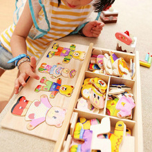 Детский деревянный игрушечный стол игра туалетный пазл Детские Обучающие деревянные игрушки головоломка набор медведь меняющая одежда Пазлы Дети 2024 - купить недорого