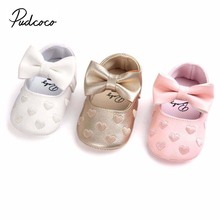 2019 Brand Toddler Girl Boy Shoes Baby Bowknot Heart Embroider Soft Sole Leather Prewalker Sneakers Newborn Crib Shoes 0-18M 2024 - buy cheap