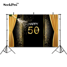 thin vinyl happy 50th birthday glitter curtain Champagne Backgrounds Printed Professional Indoor Photographic studio Backdrop 2024 - buy cheap