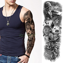 Водонепроницаемая Временная тату-наклейка воин Боевая сцена значок полная рука большой тату поддельные татуировки флэш-татуировки для мужчин и женщин 2024 - купить недорого