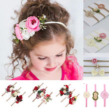 Conjunto de 3 unids/set de accesorios para el cabello para niños, niñas y bebés, diadema de encaje, lazo de flores 2024 - compra barato