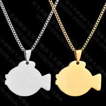 Retro Women Cute Fish Necklace Chokers Charm Blank Dog Tag Pendant Stainless Steel Chain Necklace Charm Jewelry Gifts 2024 - buy cheap