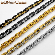 Sunnerleas-collar de acero inoxidable 316L para hombre y mujer, joyería de moda, 6mm, cadena de eslabones geométricos, Color plateado, chapado en oro, SC150 N 2024 - compra barato