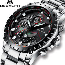 MEGALITH Men's Watch Top Brand Luxury Chronograph Military Sports Quartz Watches Business For Men Stainless steel Strap Clock 2024 - buy cheap