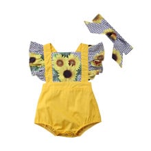 Pelele de algodón con estampado floral para niñas pequeñas, Pelele de manga de pétalo de 0 a 24 meses, color amarillo, 2019 2024 - compra barato