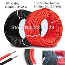 Solar Cable Black+Red panel PV 1m/2m/3m/4m/5m 6.0mm/10AWG solar module Connector Solar Power wire Cable for TUV 2024 - buy cheap