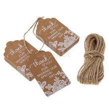 50pcs Vintage Kraft Paper Lace Flower Thank you Tags Hanging Gift Tag Labels 2024 - buy cheap