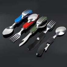 Outdoor Camping Tableware Folding Spoon Fork Knife Set Portable Travel Hiking Stainless Steel Pocket Picnic Set 2024 - buy cheap