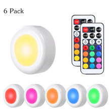 Lâmpada de led rgb para armários e guarda-roupas, 6 unidades, 2 controles remotos, 13 cores