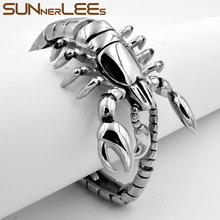Sunnerlee-pulsera de acero inoxidable 316L para hombre y mujer, cadena de eslabones de escorpión enorme, estilo hip hop, Rock, Punk, SSB09 2024 - compra barato