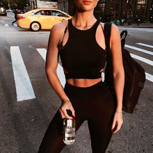 2018 Women Sexy Sleeveless Tank Top Slim Fitness Sport Outdoor Black Vest Crop Tops S-L 2024 - buy cheap