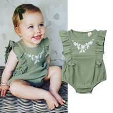 0-24M Newly Summer Cute Pretty Infant Kids Baby Girl Boys Bodysuits Ruffles Sleeveless Flowers Green Jumpsuits 2024 - buy cheap