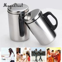 MagiDeal 350/500ml Double Wall Beer Mug Stainless Steel Wine Cup Insulate Travel Camping Mug  - Unique & Insulated with Handle 2024 - buy cheap