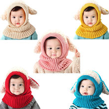 Детская теплая шапка для мальчиков и девочек, Зимняя Шапка-бини с капюшоном и шарфом, вязаная шапка с ушками для 6-36 месяцев 2024 - купить недорого