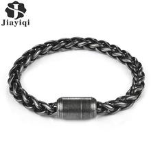 Jiayiqi Men Stainless Steel Bracelet Antique Silver Color Magnetic Clasp Rope Chain Wristband Punk Male Wholesale Jewelry 2024 - buy cheap