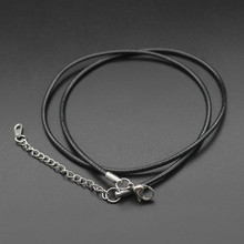 Collar de cuerda de cuero negro PU, 2mm, 2,5mm, 3mm, cera de acero inoxidable, cierre de langosta, accesorios para collar, venta al por mayor 2024 - compra barato