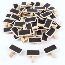 New-50 Mini blackboard wood message slate rectangle clip clip panel card memos label brand price place number table 2024 - buy cheap