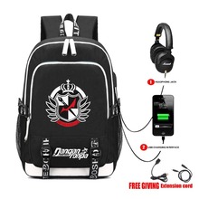 USB зарядный рюкзак для наушников, школьные сумки Mochila Feminina, рюкзак для ноутбука, школьный рюкзак с аниме Danganronpa, рюкзак с принтом 2024 - купить недорого
