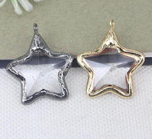 5pcs Natural Clear Quartz Gem stone Star pendant,With Black Gold Metal For Jewelry Making 2024 - buy cheap