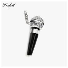 Microphone Pendant, Fashion Jewelry 925 Sterling Silver Trendy Music Gift For Women Girls Fit Necklace 2018 New 2024 - buy cheap