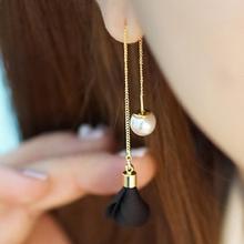 Fashion Jewelry Women Flower Oorbellen Faux Pearl Long Tassel earrings Dangle Eardrop Concise Earrings Bijoux Femme 2024 - buy cheap