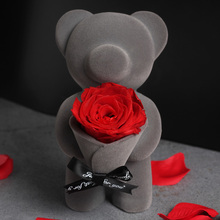 Медведь с вечной розой, сохраняющий свежий цветок, медведь, кукла, подарок на день матери, украшение для дома, День Святого Валентина, милая романтическая любовь 2024 - купить недорого
