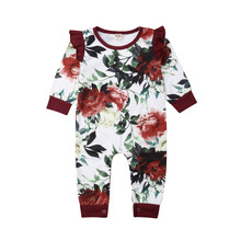 0-24M Newly Summer Spring Infant Kids Baby Girls Boys Romper Flowers Print Ruffles Long Sleeve Jumpsuits Clothes 2024 - buy cheap