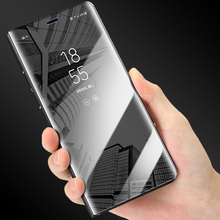 Kinbom Clear View Espelho Caso de Telefone Inteligente Para Iphone XR XS MAX X 8 7 6 6s Mais Aleta suporte de espelho Estojo De Couro À Prova de Choque 2024 - compre barato