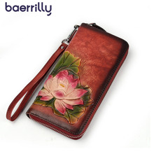 New Genuine Leather Wallet Women Wallet Coin Purse Zipper Money Pocket Long Clutch Bags Card Holders Womens Wallets And Purses 2024 - buy cheap
