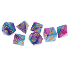 High Quality 7Pcs Purple Blue Pack Polyhedral Dice For DND TRPG MTG Party Board Games Toy Dice Set Gold Numbers 2024 - buy cheap
