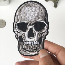 PGY Punk Rock Skull Embroidery Patches Various Style Flower Rose Skeleton Iron On Biker Patches Clothes Stickers Appliques 2024 - buy cheap