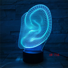 Lâmpada 3d criativa que muda de cor, lâmpada para o quarto, luz noturna, decoração para a casa 2024 - compre barato