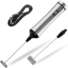Usb Chargeable Double Spring Whisk Head Electric Milk Frother Stainless Steel Handheld Milk Foamer Drink Mixer Two Speeds 2024 - buy cheap