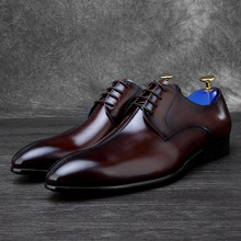 Мужская обувь из натуральной воловьей кожи, с острым носком, на весну 2019 2024 - купить недорого