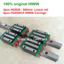 HGR20 HIWIN Линейная направляющая: 2 шт. 100% оригинальная HIWIN рельса HGR20 - 200 мм линейная направляющая + 4 шт. HGH20CA каретка ЧПУ Запчасти 2024 - купить недорого