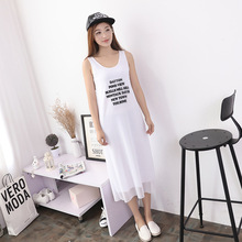 2018 Spring New Women's Fashion Sling Casual Modal Dress Loose Gauze Sleeveless Fashion Light Cooked Vest Dress Long Dress XY008 2024 - buy cheap