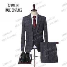 Men Wedding Suits 2019 New Design Custom Made Groomsmen Grey Wool Business Groom Tuxedos Mens Tuxedo Wedding/Prom Suits 3 Pieces 2024 - buy cheap