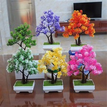 1 pc Plástico Árvore Artificial Planta Em Vaso Bonsai Ornamento Do Jardim Home Office Decor 2024 - compre barato