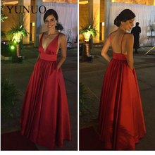 Женское вечернее платье YuNuo, Красное длинное платье с глубоким вырезом и открытой спиной, 2019 2024 - купить недорого