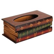 Ретро деревянная коробка для салфеток в форме книги винтажный деревянный держатель для салфеток чехол для хранения салфеток контейнер домашний декор 2024 - купить недорого