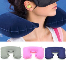Almohada de viaje en forma de U, soporte inflable de ante suave para descanso del cuello y la cabeza, almohada de aire en forma de U, novedad de 2019 2024 - compra barato
