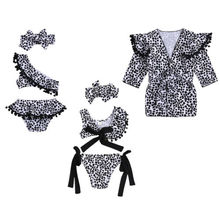 Conjunto tankini feminino estampa de leopardo, 4 peças, para crianças meninas, um ombro, laço, verão, roupa de praia 2024 - compre barato