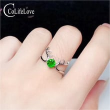 Fashion silver deer head ring for girl 4 mm natural chrome diopside silver ring 925 silver diopside jewelry for party 2024 - buy cheap