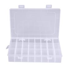 Caja de almacenamiento de 24 compartimentos de plástico, caja de pastillas de joyería, soporte de almacenamiento de maquillaje, organizador blanco 2024 - compra barato