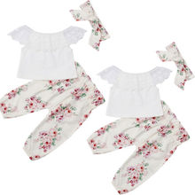 3PCS Newborn Infant Baby Girl Clothes  Lace  Shirt Tops+Pants Leggings Outfit Clothes Set 2024 - buy cheap